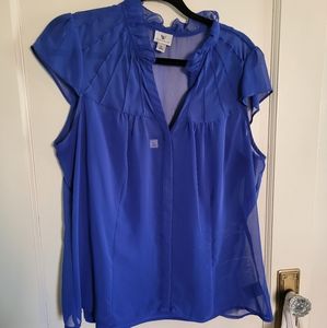 Women's Blue Blouse with Blue Tank Undershirt